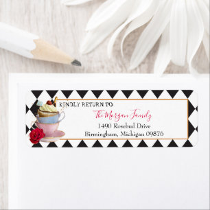 Wonderland Mad Tea Party Tea Kopp Adress Returadress Etikett