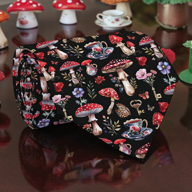 Wonderland Mushroom Pattern Necktie Tie Slips (Skapare uppladdad)
