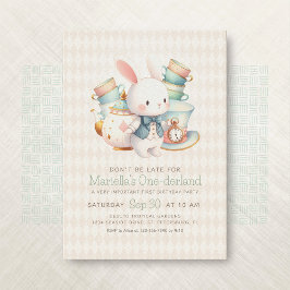 Wonderland Rabbit Tea Party 1:a födelsedagen Inbjudningar
