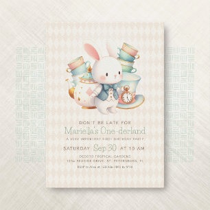 Wonderland Rabbit Tea Party 1:a födelsedagen Inbjudningar