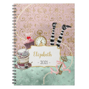Wonderland Rosa och Turquise Spiral Photo Anteckningsbok