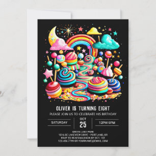Wonderland Stollig Candy Birthday Inbjudningar