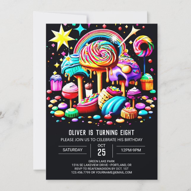 Wonderland Sweet Birthday Inbjudningar (Framsida)