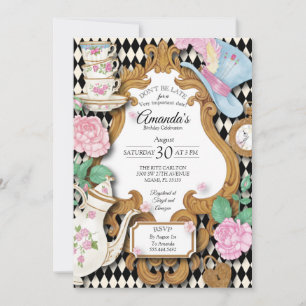 Wonderland Tea Party födelsedag Inbjudningar