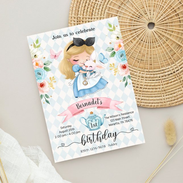 Wonderland Tea Party Girl Birthday-inbjudan Inbjudningar (Skapare uppladdad)