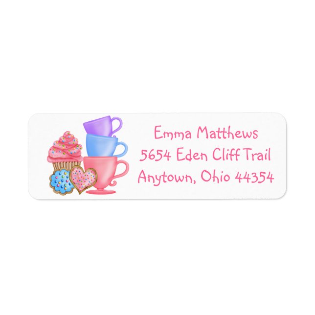 Wonderland Tea Party Returetiketter Returadress Etikett (Framsidan)