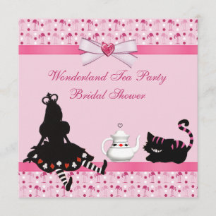 Wonderland Tea Party Rosa Flamingos Möhippa Inbjudningar