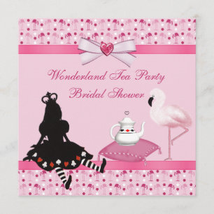 Wonderland Tea Party Rosa Flamingos Möhippa Inbjudningar