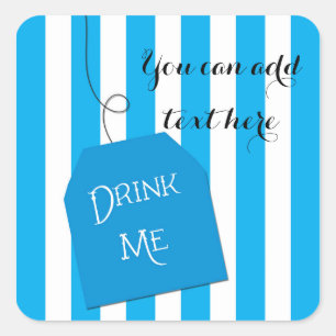 Wonderland Whimsical Tekompani DRINK ME Klistermär Fyrkantigt Klistermärke