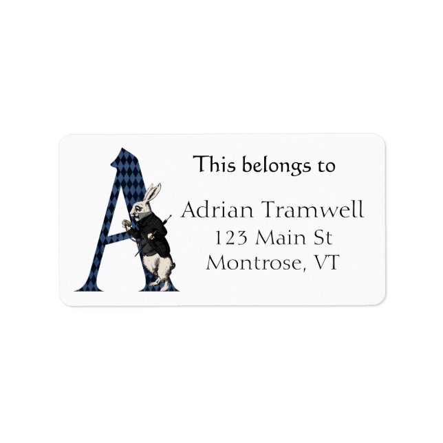 Wonderland White Rabbit Brev A Bookplate Adressetikett (Framsidan)