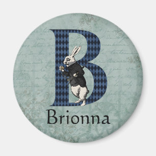 Wonderland White Rabbit Brev B Magnet