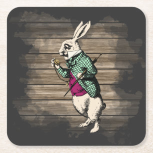 Wonderland White Rabbit Mint Underlägg Papper Kvadrat