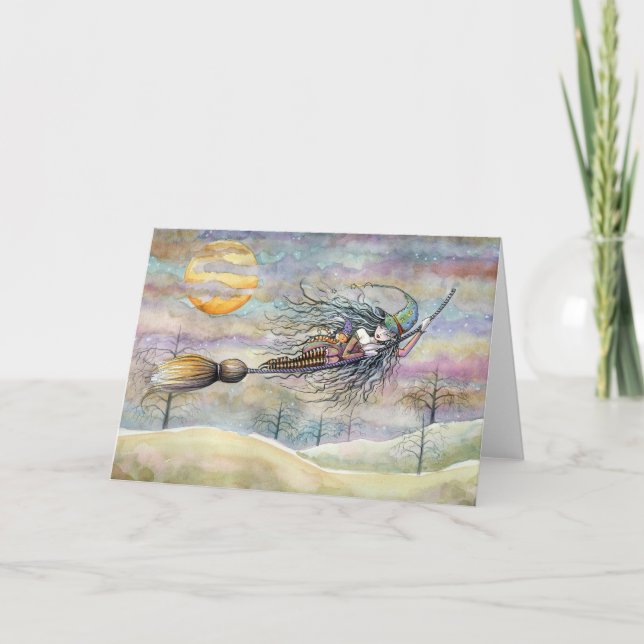 Wondrous Flight Halloween Witch-kort Kort (Framsida)