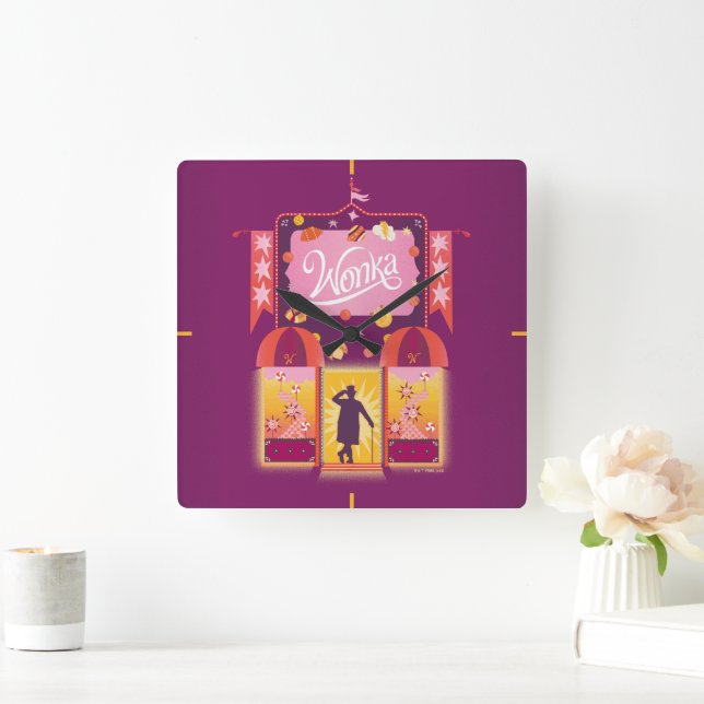 Wonka Candy Store Graphic Fyrkantig Klocka (Hem)