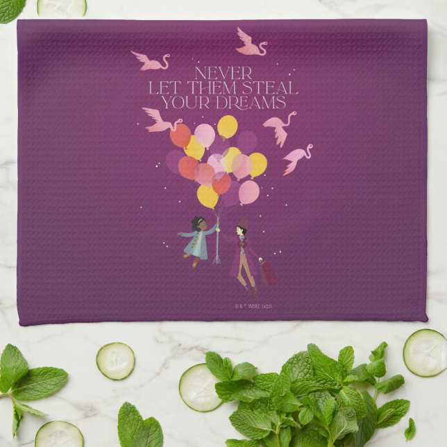 Wonka "Låt dem aldrig stoppa dina drömmar" Kökshandduk (Vikta)