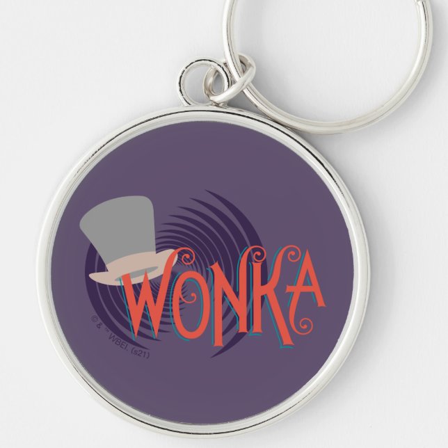 Wonka Spiral Logotyp Rund Silverfärgad Nyckelring (Framsidan)