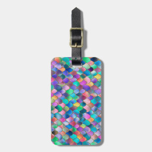 Wonky Rainbow Glitter Metall Sjöjungfru Scales Bagagebricka