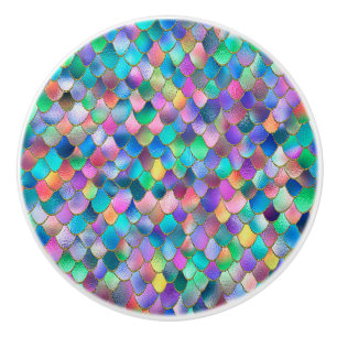 Wonky Rainbow Glitter Metall Sjöjungfru Scales Knopp