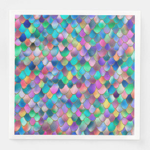 Wonky Rainbow Glitter Metall Sjöjungfru Scales Pappersservett