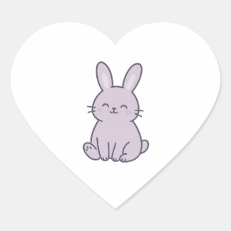 Wonky Zoo Bunny Heart Sticker Hjärtformat Klistermärke