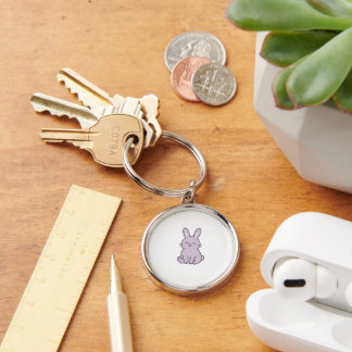Wonky Zoo Bunny Keychain Rund Silverfärgad Nyckelring
