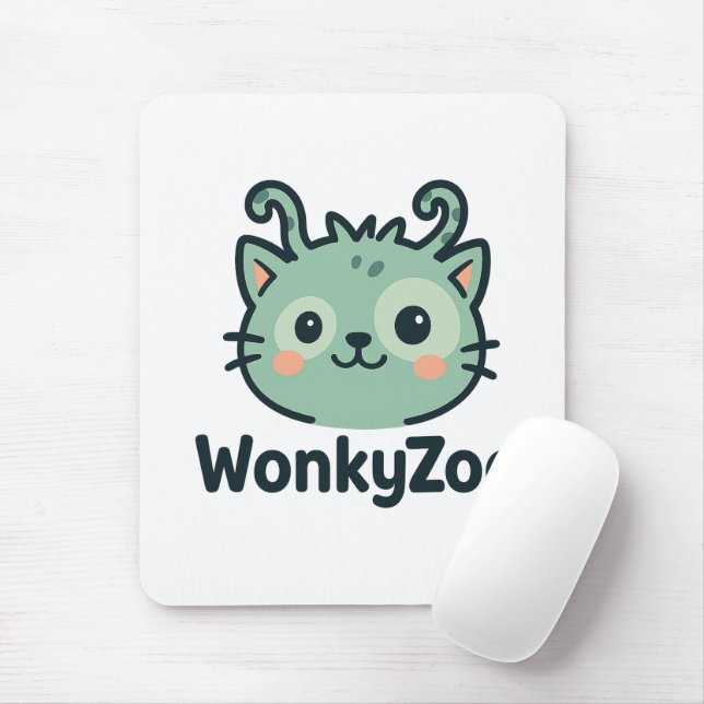 Wonky Zoo Cat Mousepad | Tillbehör till den funkti Musmatta (Med mus)