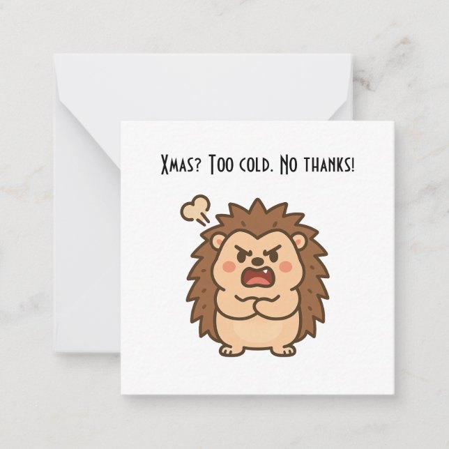Wonky Zoo Moody Hedgehog - Flat Note Card Anteckningskort (Framsida)