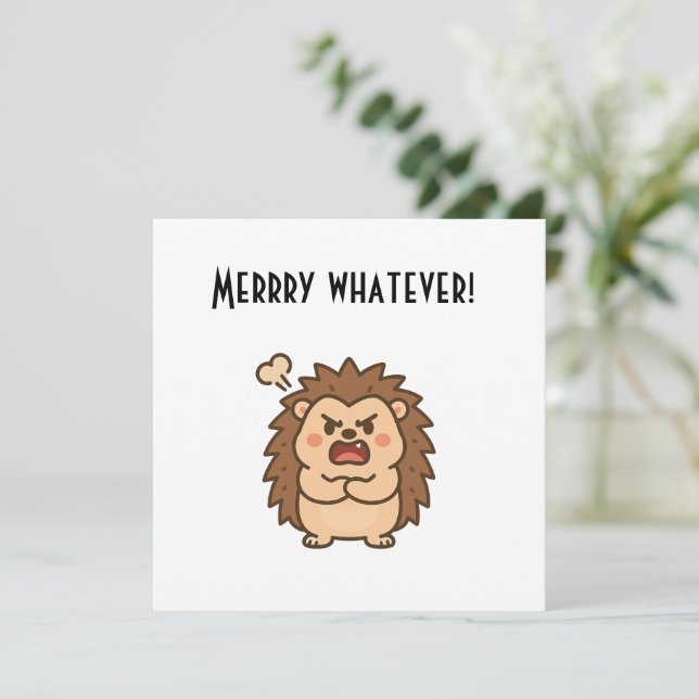 Wonky Zoo Moody Hedgehog Flat Note Card Julkort (Stående Fram)