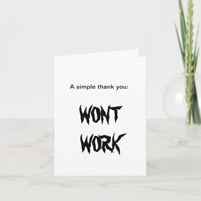 WONT WORK - tackkort Kort (Framsida)