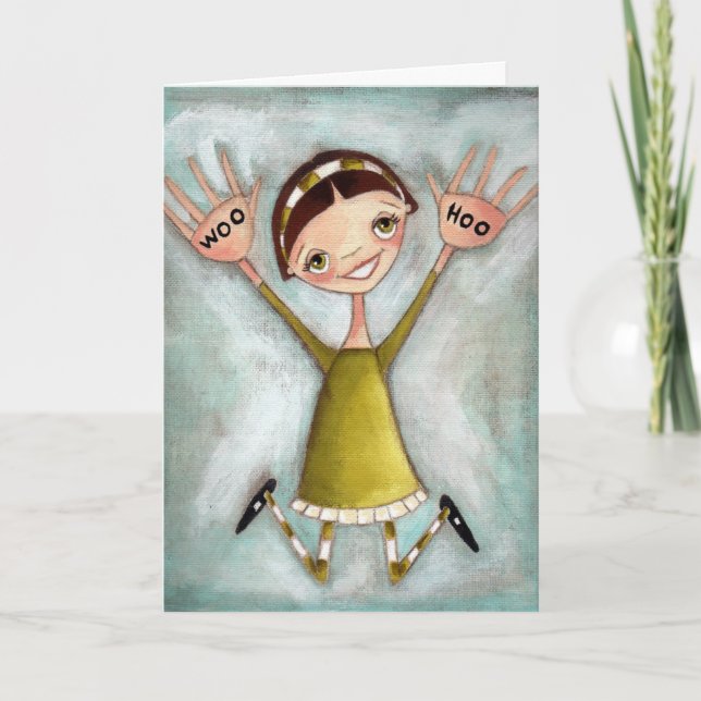WOO HOO Girl - Greeting CArd Kort (Framsida)