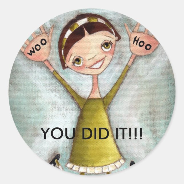 Woo Hoo Girl - Stickers Runt Klistermärke (Framsida)