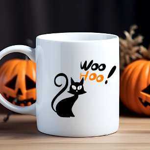 Woo Hoo! Svart Katt Halloween Mugg