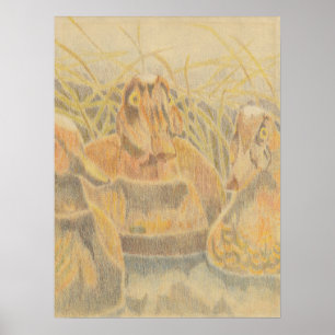 Wood Anka Decoys on Pond Poster