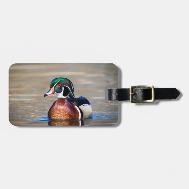 Wood Anka i en damm Bagagebricka (Horisontell Framsida)