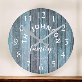 Wood Anpassningsbar Family Namn Rustic Beach House Stor Klocka