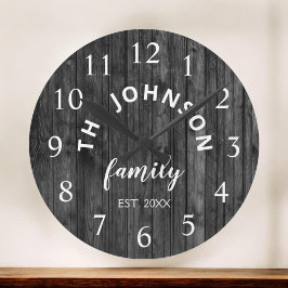 Wood Anpassningsbar Family Namn Rustic Farmhouse Stor Klocka