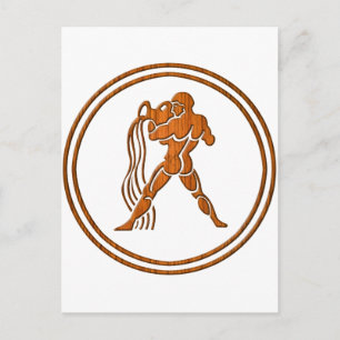 Wood Aquarius Zodiac Vatten Bearer Astrology-tecke Vykort