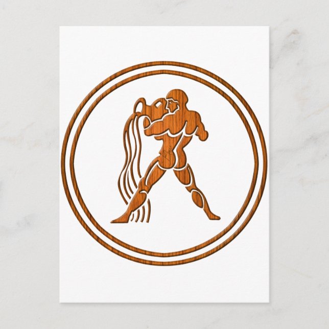 Wood Aquarius Zodiac Vatten Bearer Astrology-tecke Vykort (Framsida)