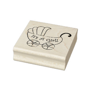 Wood Art Frimärke/Det är en flicka med Baby Carria Stämpel