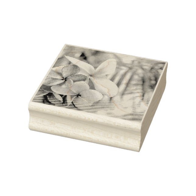 Wood Art Frimärke Hawaiian rosa och vit blomma Stämpel (Stämpel)