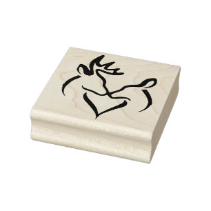 Wood Art Frimärke/Kissing Buck and Doe Stämpel