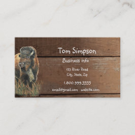  Wood Background Bison Animal Wild West Theme Visitkort
