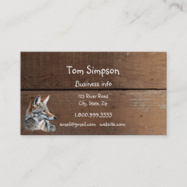  Wood Background Coyote Animal Wild West Theme Visitkort