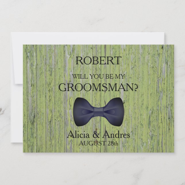Wood Background, kommer du att bli min Groomsman? Inbjudningar (Framsida)