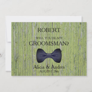 Wood Background, kommer du att bli min Groomsman? Inbjudningar