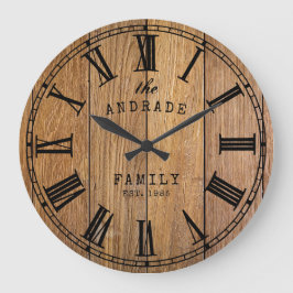 Wood Barn Rustic Family Namn-lantgården Ywooden Stor Klocka
