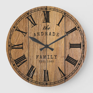 Wood Barn Rustic Family Namn-lantgården Ywooden Stor Klocka