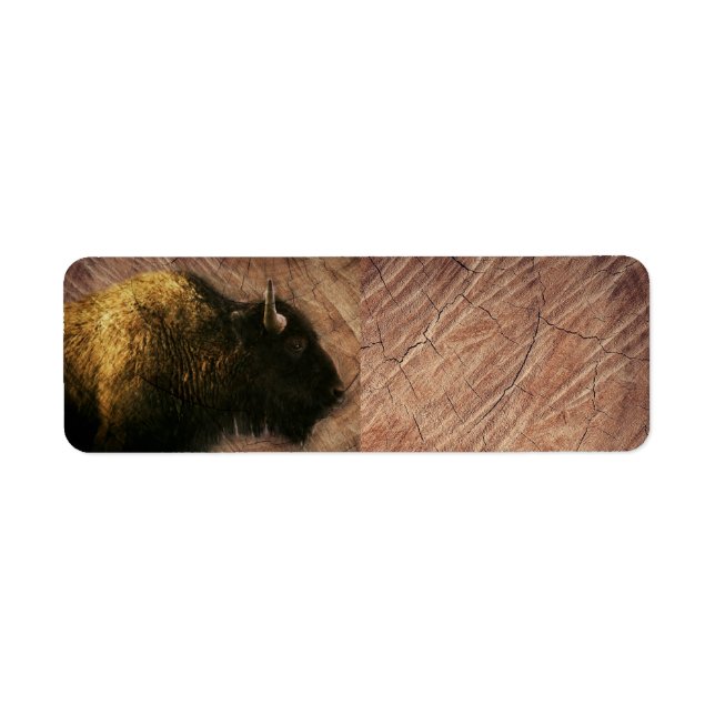 Wood Bison Buffalo Returadress Etikett (Framsidan)