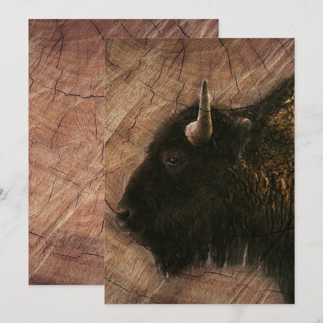 Wood Bison Buffalo Spara Datumet (Fram/baksida)