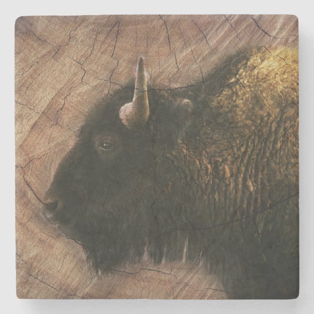 Wood Bison Buffalo Stenunderlägg (Framsidan)